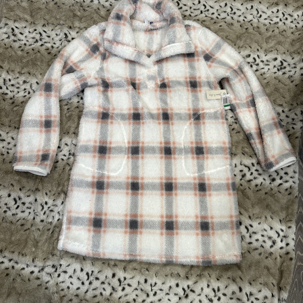 Yarn & Sea Ladies Super Soft  Bed‎ Jacket Plaid  Size Large